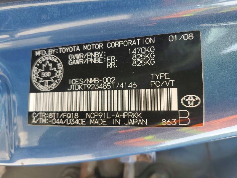 61718496 :رقم المزاد ، JTDKT923485174146 vin ، 2008 Toyota Yaris مزاد بيع