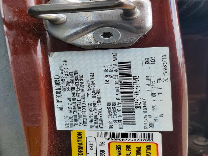 Aukcja sprzedaży 2016 Ford Fusion, vin: 3FA6P0H77GR267692, numer aukcji: 60018336