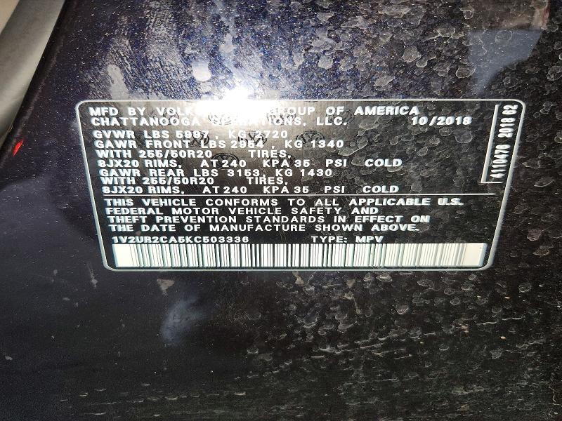Продаж на аукціоні авто 2019 Volkswagen Atlas, vin: 1V2UR2CA5KC503336, номер лоту: 62059036