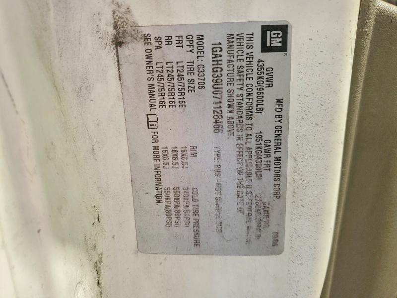 2007 Chevrolet Express G3500 მანქანა იყიდება აუქციონზე, vin: 1GAHG39U071128466, აუქციონის ნომერი: 58572026