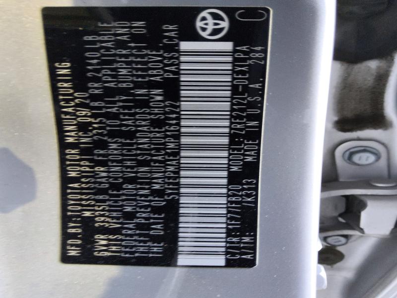 61231546 :رقم المزاد ، 5YFEPMAE1MP164422 vin ، 2021 Toyota Corolla مزاد بيع