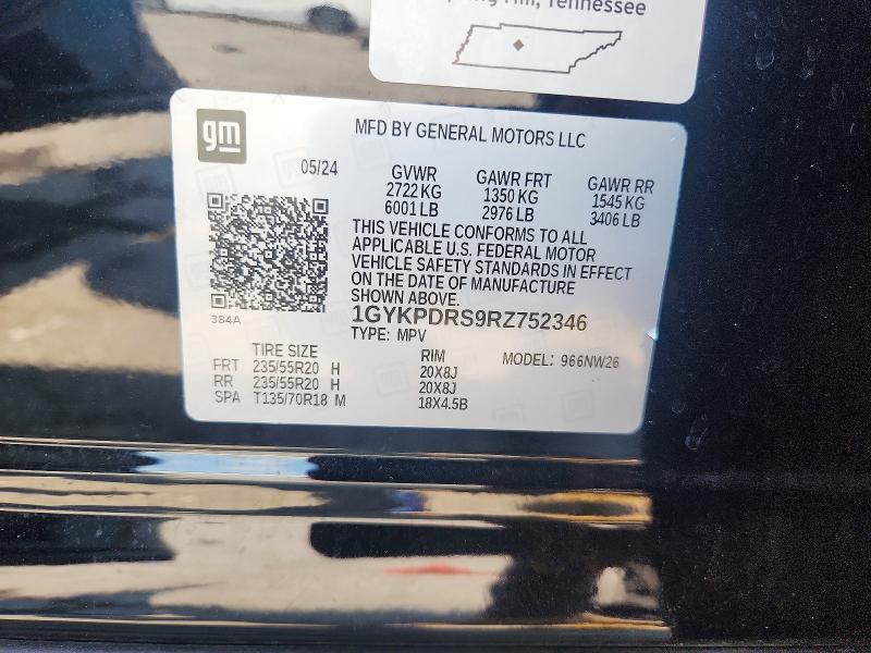 2024 Cadillac Xt6 მანქანა იყიდება აუქციონზე, vin: 1GYKPDRS9RZ752346, აუქციონის ნომერი: 60984196