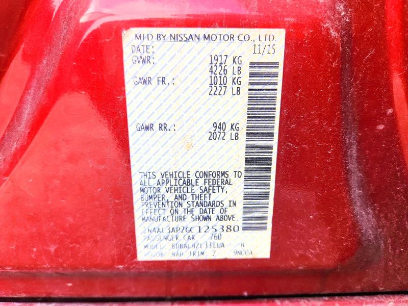 2016 Nissan Altima მანქანა იყიდება აუქციონზე, vin: 1N4AL3AP2GC125380, აუქციონის ნომერი: 59888646
