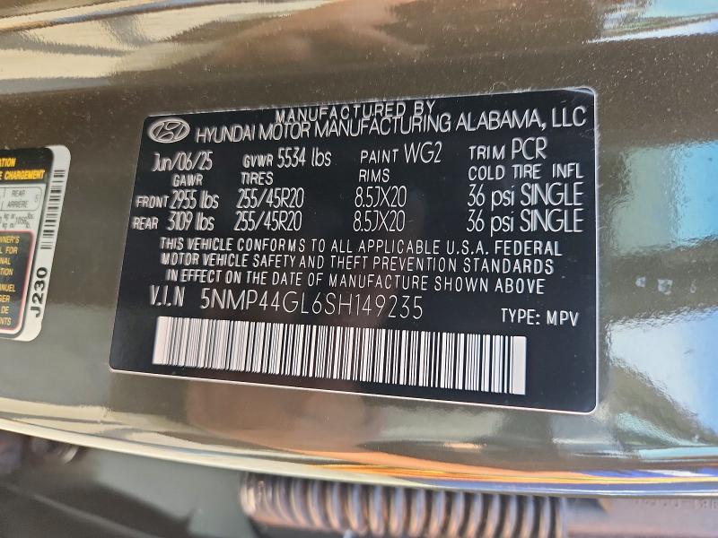 2025 Hyundai Santa Fe მანქანა იყიდება აუქციონზე, vin: 5NMP44GL6SH149235, აუქციონის ნომერი: 61529946