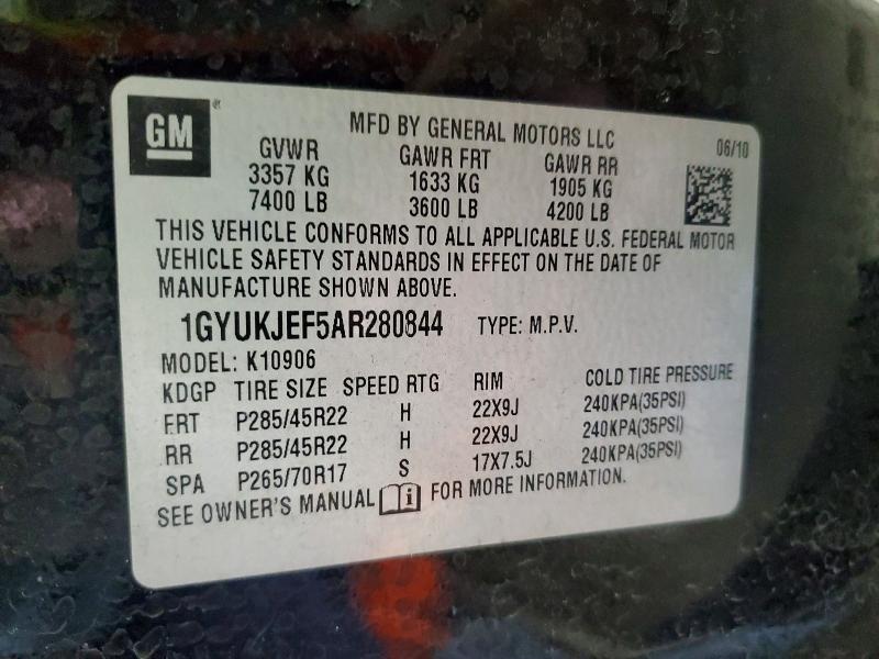 Aukcja sprzedaży 2010 Cadillac Escalade, vin: 1GYUKJEF5AR280844, numer aukcji: 62539026