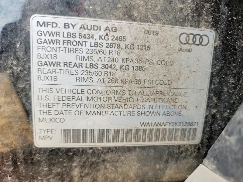 Aukcja sprzedaży 2019 Audi Q5, vin: WA1ANAFY2K2128671, numer aukcji: 59260836