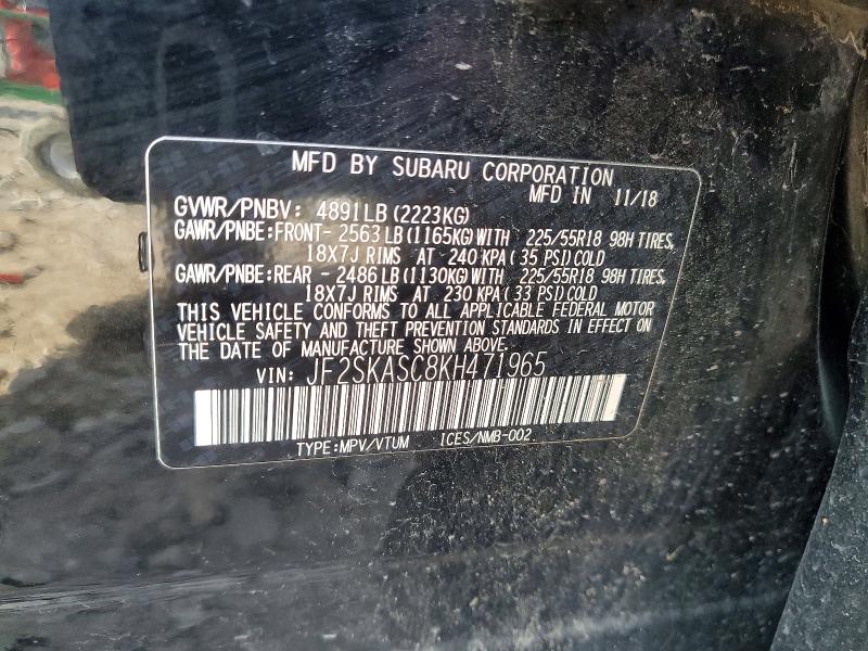 Aukcja sprzedaży 2019 Subaru Forester, vin: JF2SKASC8KH471965, numer aukcji: 60246866