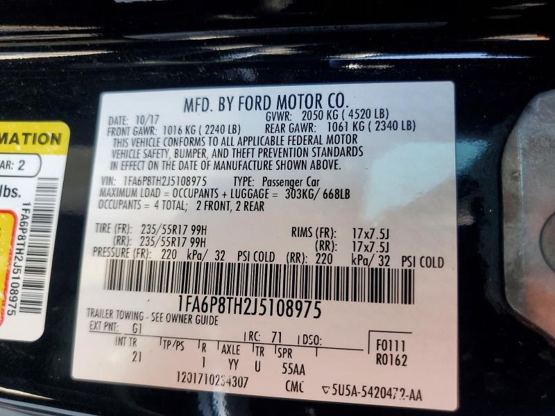 Aukcja sprzedaży 2018 Ford Mustang, vin: 1FA6P8TH2J5108975, numer aukcji: 61596866
