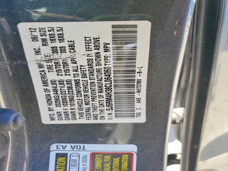 59823426 :رقم المزاد ، 5J6RM4H38CL064060 vin ، 2012 Honda Cr-v مزاد بيع