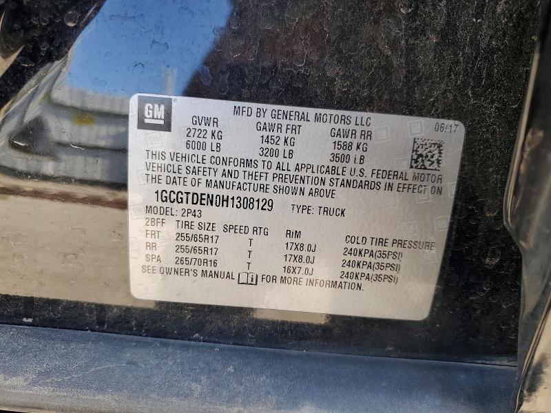 2017 Chevrolet Colorado მანქანა იყიდება აუქციონზე, vin: 1GCGTDEN0H1308129, აუქციონის ნომერი: 60891716