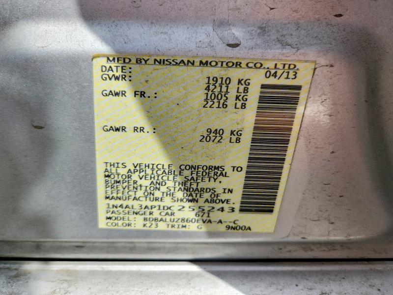 Продажа на аукционе авто 2013 Nissan Altima, vin: 1N4AL3AP1DC255243, номер лота: 60721496