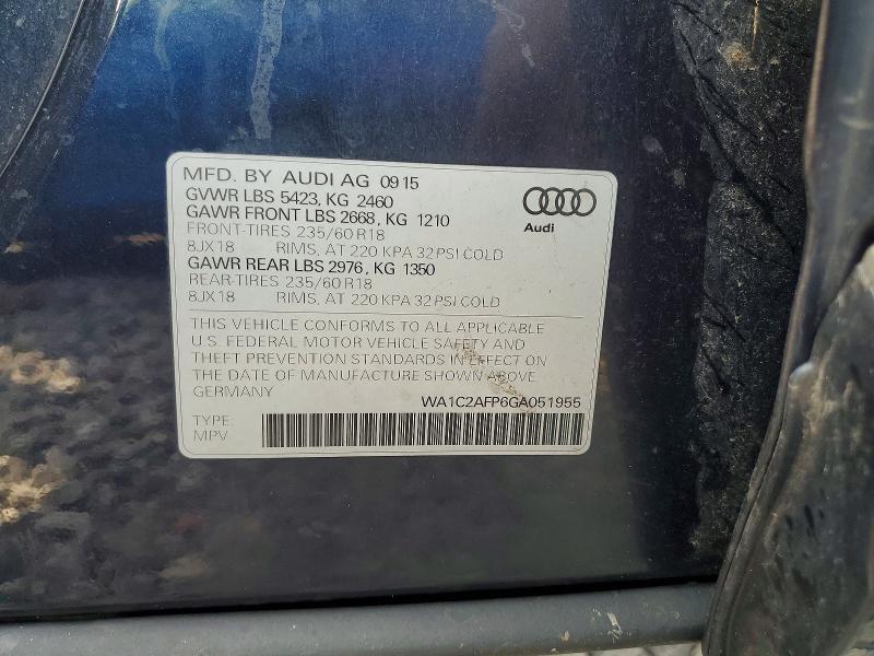 Aukcja sprzedaży 2016 Audi Q5, vin: WA1C2AFP6GA051955, numer aukcji: 61780676