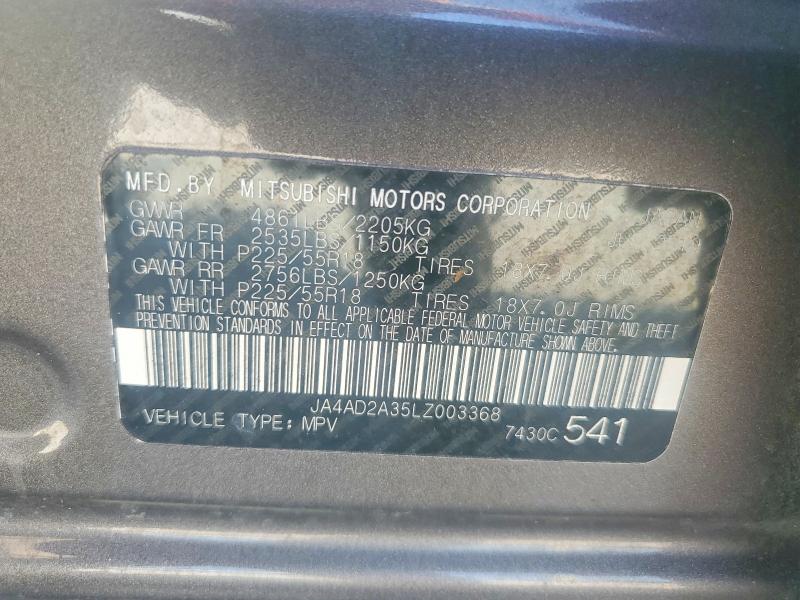Продажа на аукционе авто 2020 Mitsubishi Outlander, vin: JA4AD2A35LZ003368, номер лота: 61376246