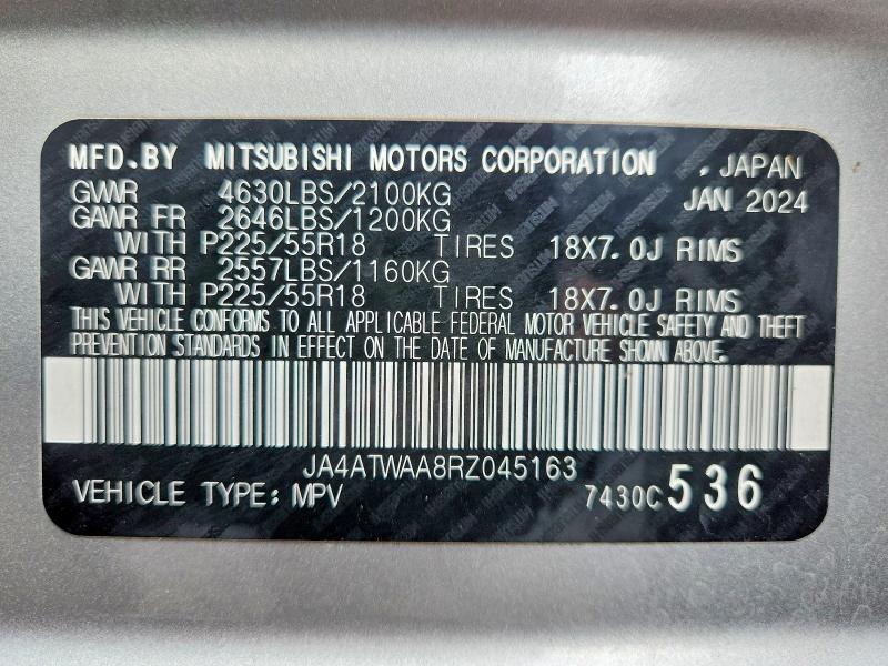 Продажа на аукционе авто 2024 Mitsubishi Eclipse Cross, vin: JA4ATWAA8RZ045163, номер лота: 62515976