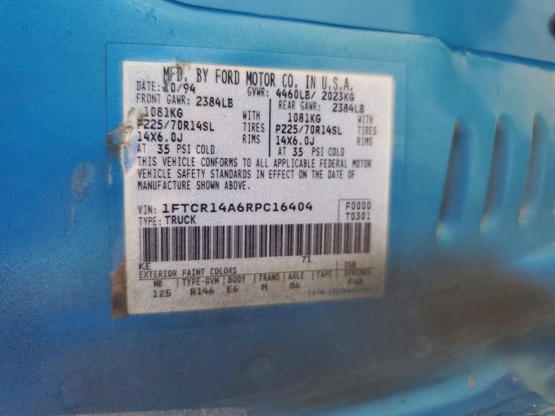 60513146 :رقم المزاد ، 1FTCR14A6RPC16404 vin ، 1994 Ford Ranger مزاد بيع