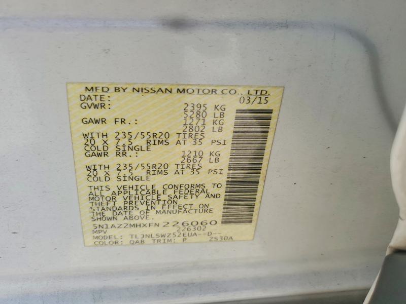 Aukcja sprzedaży 2015 Nissan Murano, vin: 5N1AZ2MHXFN226060, numer aukcji: 60767216