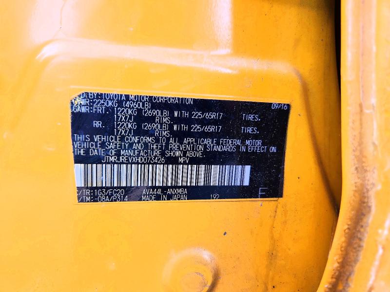 61732186 :رقم المزاد ، JTMRJREVXHD073426 vin ، 2017 Toyota Rav4 Hybrid مزاد بيع