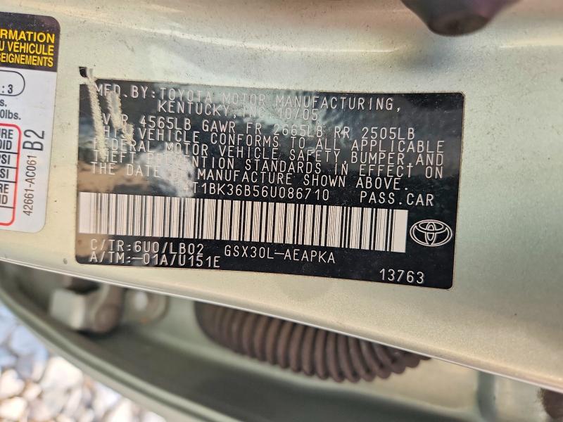 Продажа на аукционе авто 2006 Toyota Avalon, vin: 4T1BK36B56U086710, номер лота: 63485556