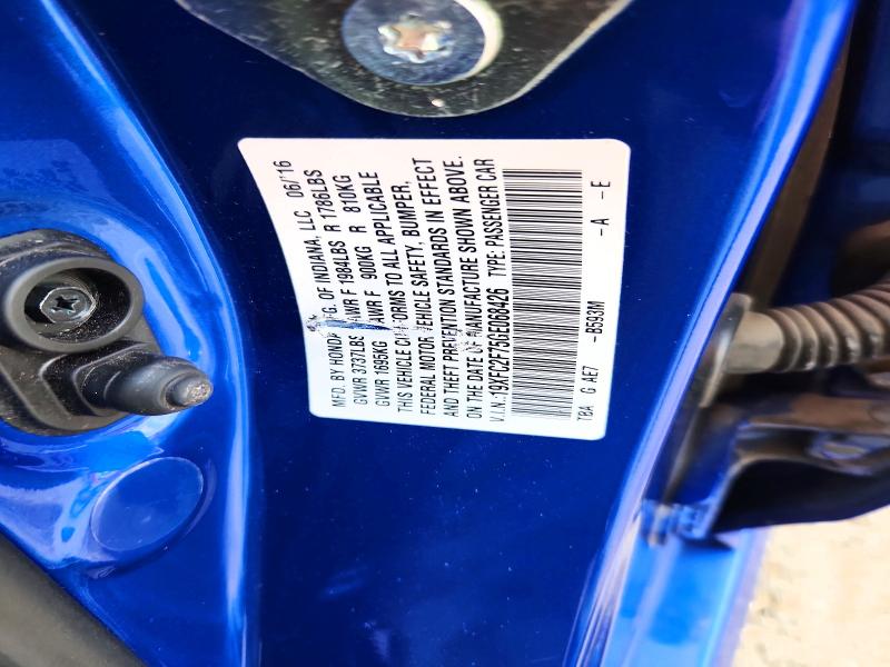 Продажа на аукционе авто 2016 Honda Civic, vin: 19XFC2F75GE068426, номер лота: 62056986