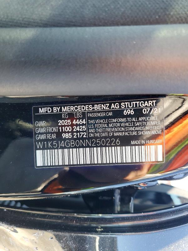 2022 Mercedes-benz Cla-class Cla250 მანქანა იყიდება აუქციონზე, vin: W1K5J4GB0NN250226, აუქციონის ნომერი: 63036886