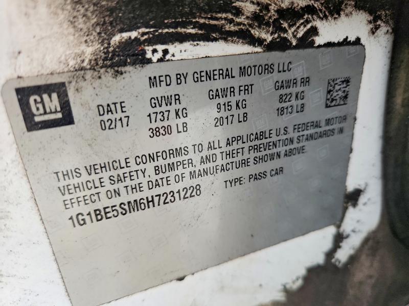 61837406 :رقم المزاد ، 1G1BE5SM6H7231228 vin ، 2017 Chevrolet Cruze مزاد بيع