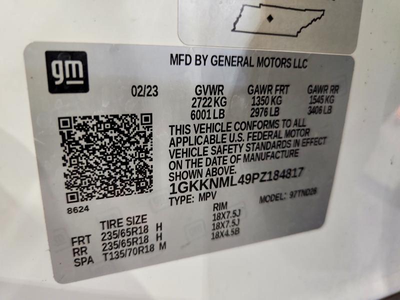 62962386 :رقم المزاد ، 1GKKNML49PZ184817 vin ، 2023 Gmc Acadia مزاد بيع