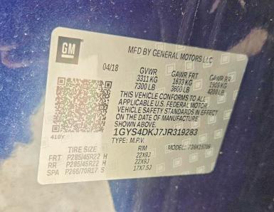 Продажа на аукционе авто 2018 Cadillac Escalade, vin: 1GYS4DKJ7JR319283, номер лота: 62398836