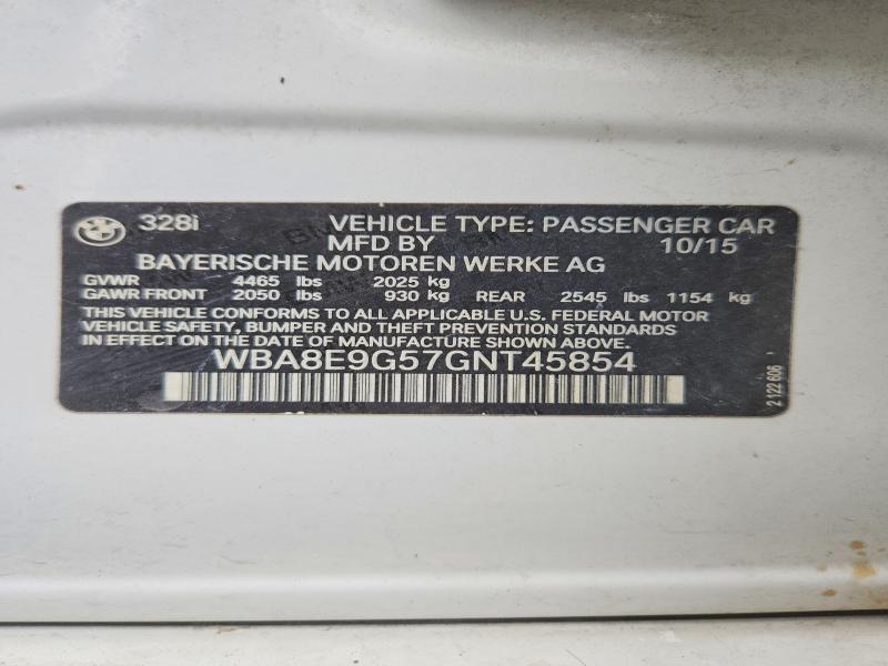 Продаж на аукціоні авто 2016 Bmw 328, vin: WBA8E9G57GNT45854, номер лоту: 62813996