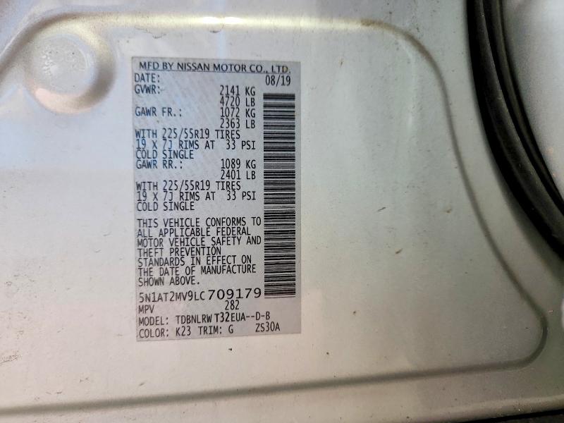 Продаж на аукціоні авто 2020 Nissan Rogue, vin: 5N1AT2MV9LC709179, номер лоту: 60794186