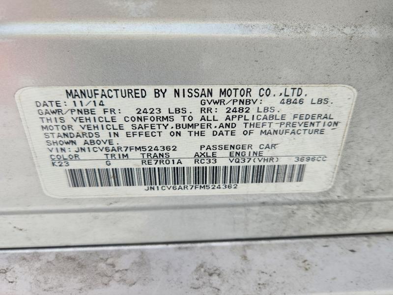 Продажа на аукционе авто 2015 Infiniti Q40, vin: JN1CV6AR7FM524362, номер лота: 61870546