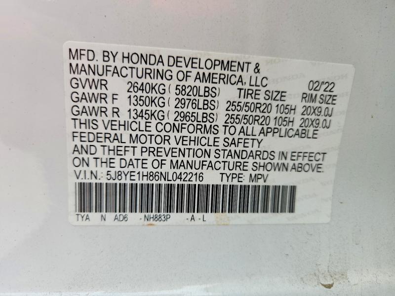 Aukcja sprzedaży 2022 Acura Mdx, vin: 5J8YE1H86NL042216, numer aukcji: 59230206