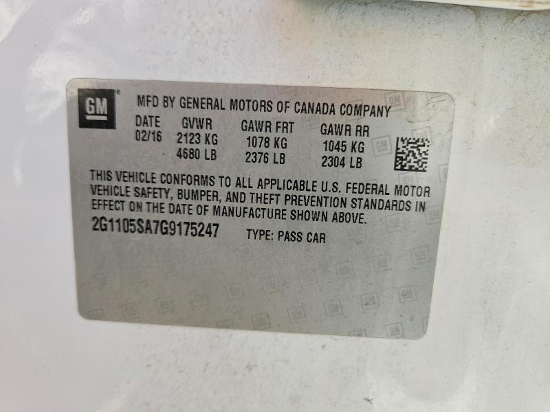 Продаж на аукціоні авто 2016 Chevrolet Impala, vin: 2G1105SA7G9175247, номер лоту: 61902686