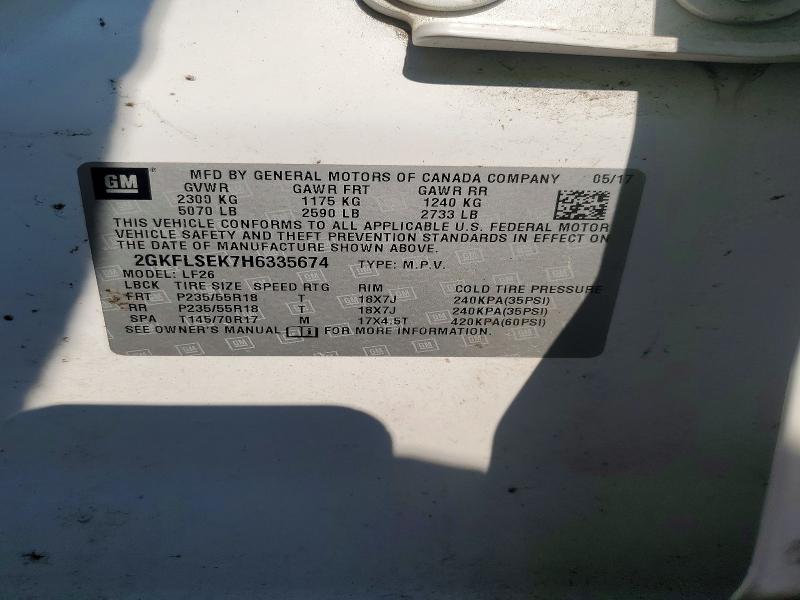 Aukcja sprzedaży 2017 Gmc Terrain, vin: 2GKFLSEK7H6335674, numer aukcji: 61545596