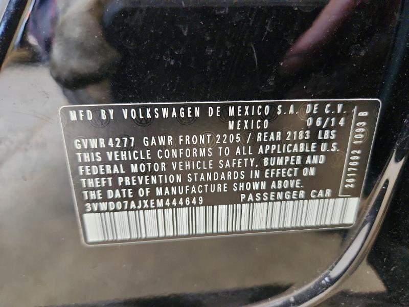 Aukcja sprzedaży 2014 Volkswagen Jetta, vin: 3VWD07AJXEM444649, numer aukcji: 59704136