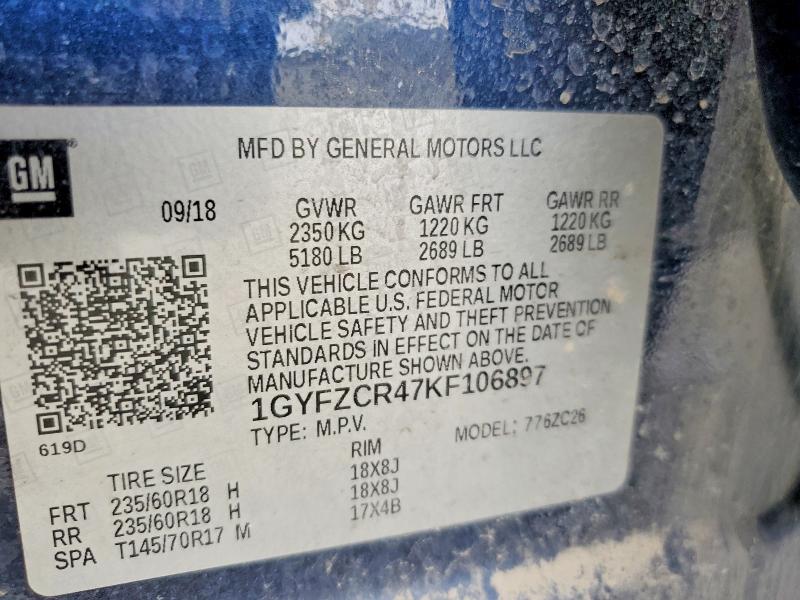 2019 Cadillac Xt4 მანქანა იყიდება აუქციონზე, vin: 1GYFZCR47KF106897, აუქციონის ნომერი: 61413406