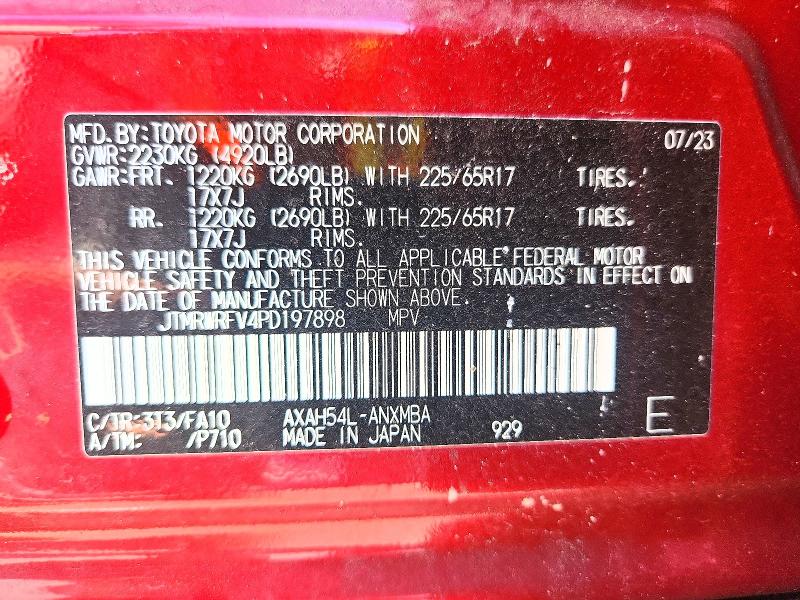 Aukcja sprzedaży 2023 Toyota Rav4 Hybrid, vin: JTMRWRFV4PD197898, numer aukcji: 61861226