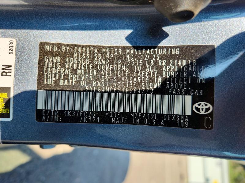 60823466 :رقم المزاد ، 5YFS4MCE5TP264773 vin ، 2026 Toyota Corolla مزاد بيع