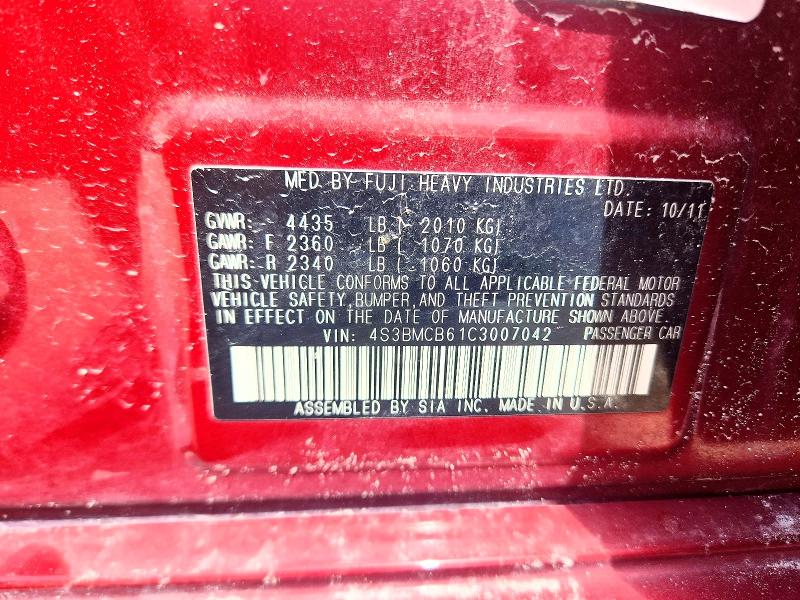 63007726 :رقم المزاد ، 4S3BMCB61C3007042 vin ، 2012 Subaru Legacy مزاد بيع