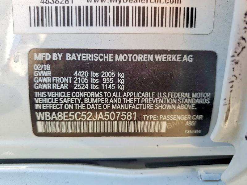 Продаж на аукціоні авто 2018 Bmw 328, vin: WBA8E5C52JA507581, номер лоту: 60277546