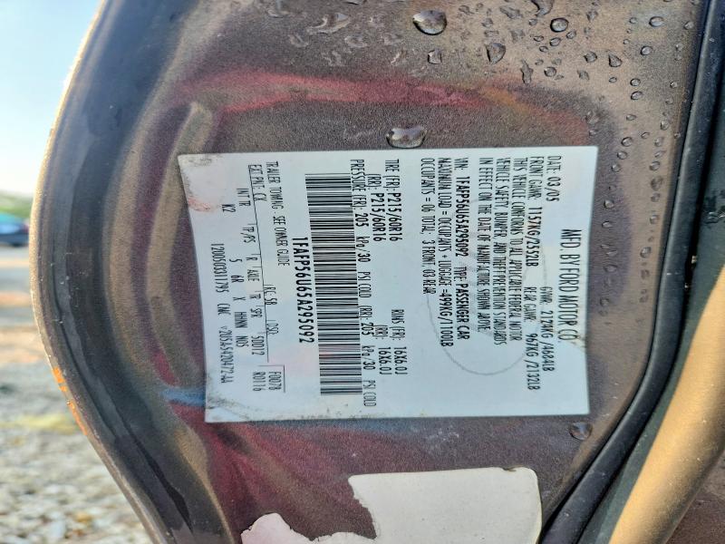 2005 Ford Taurus მანქანა იყიდება აუქციონზე, vin: 1FAFP56U65A295092, აუქციონის ნომერი: 62756956
