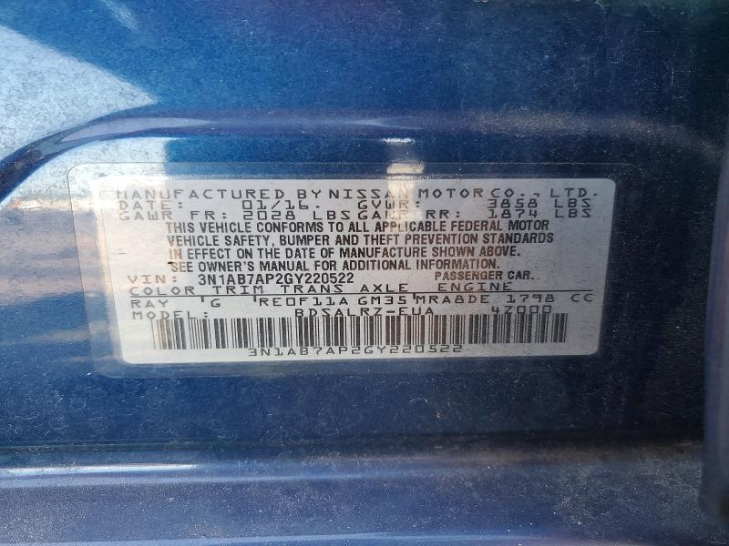 Продажа на аукционе авто 2016 Nissan Sentra, vin: 3N1AB7AP2GY220522, номер лота: 85637165