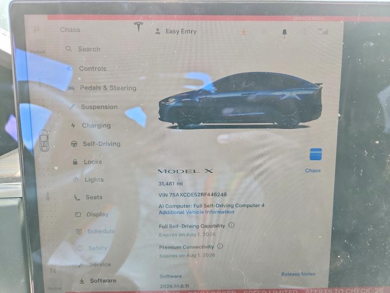 Продажа на аукционе авто 2024 Tesla Model X, vin: 7SAXCDE52RF446248, номер лота: 62312226