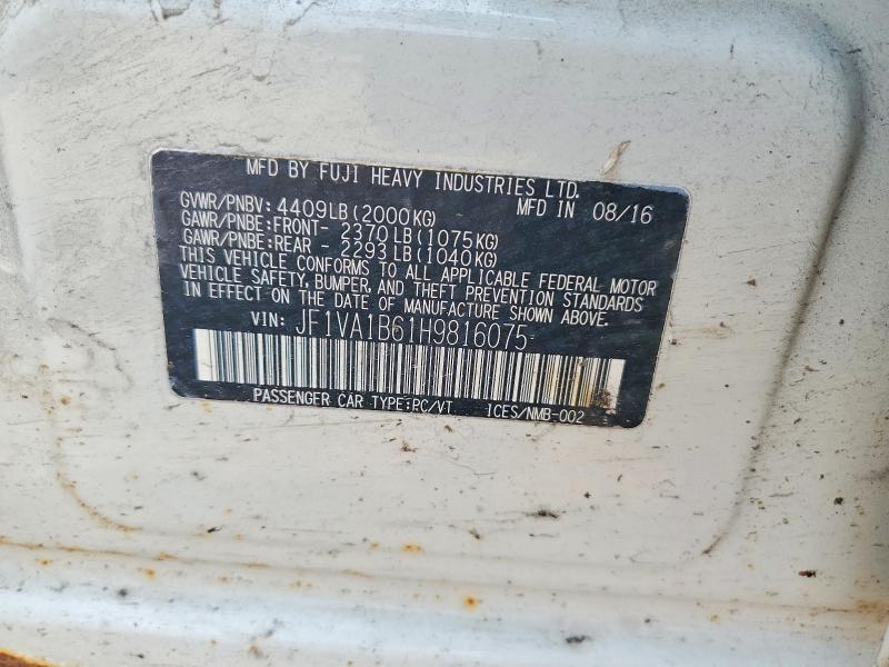 Продаж на аукціоні авто 2017 Subaru Wrx, vin: JF1VA1B61H9816075, номер лоту: 60648196