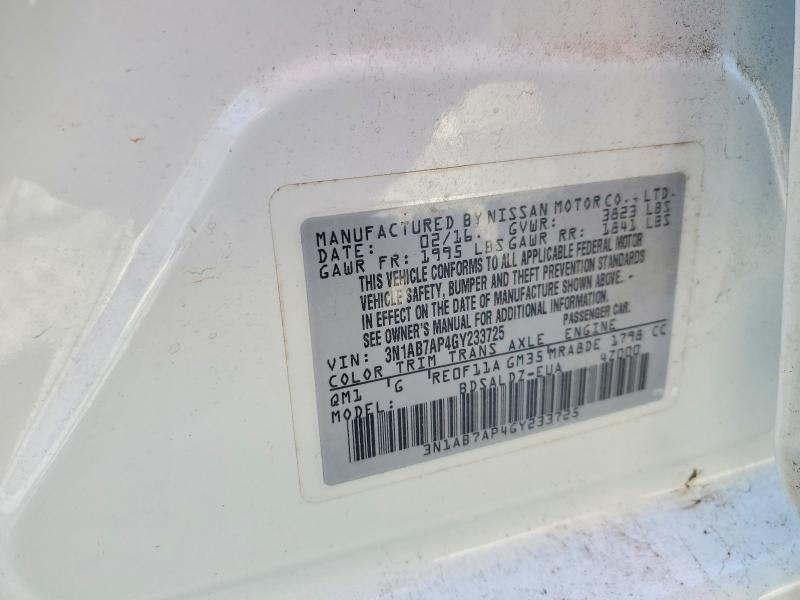 63192476 :رقم المزاد ، 3N1AB7AP4GY233725 vin ، 2016 Nissan Sentra مزاد بيع