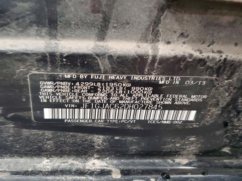 2013 Subaru Impreza მანქანა იყიდება აუქციონზე, vin: JF1GJAC62DH027845, აუქციონის ნომერი: 60482636