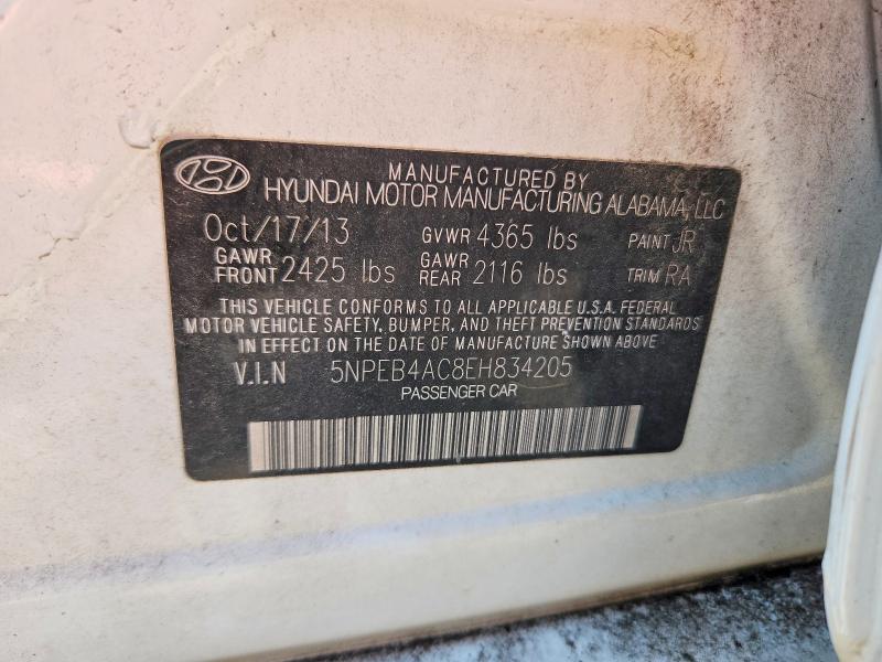 58618046 :رقم المزاد ، 5NPEB4AC8EH834205 vin ، 2014 Hyundai Sonata مزاد بيع