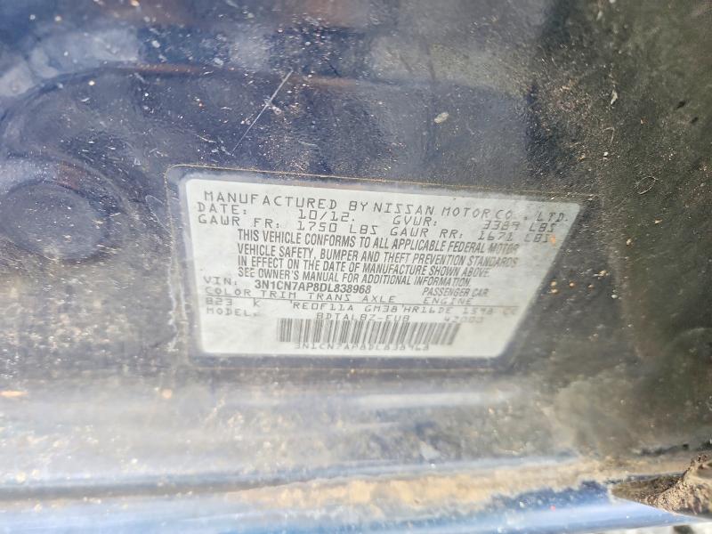 Продажа на аукционе авто 2013 Nissan Versa, vin: 3N1CN7AP8DL838968, номер лота: 60623826