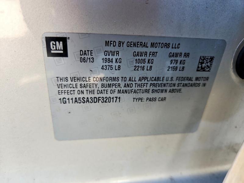 Aukcja sprzedaży 2013 Chevrolet Malibu, vin: 1G11A5SA3DF320171, numer aukcji: 60450386