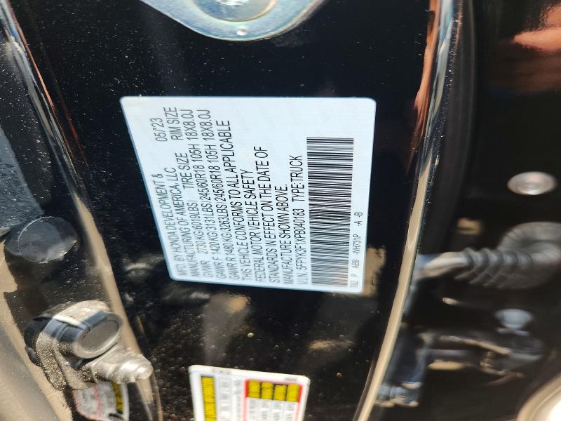 61017866 :رقم المزاد ، 5FPYK3F1XPB040183 vin ، 2023 Honda Ridgeline مزاد بيع