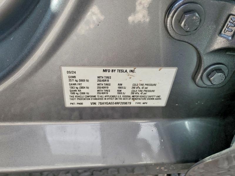 60630146 :رقم المزاد ، 7SAYGAEE4RF209879 vin ، 2024 Tesla Model Y مزاد بيع